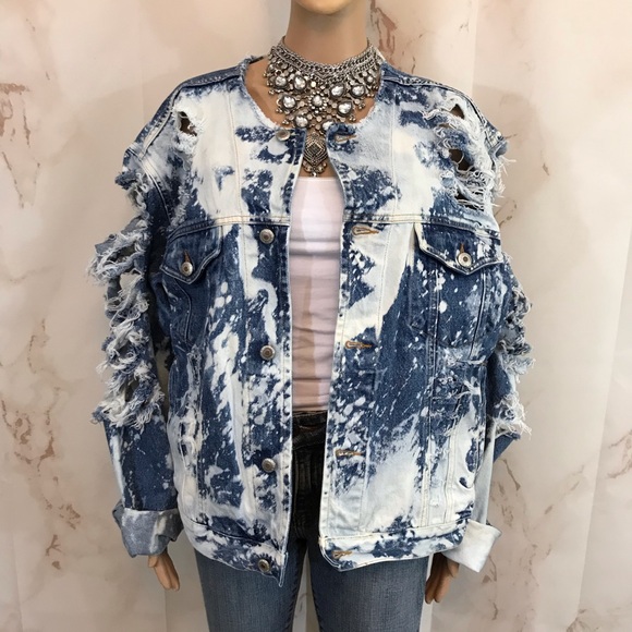 Old Navy Jackets & Blazers - 1 of 1 Distressed Denim Bleached Jean Jacket